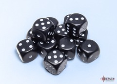 Opaque Black/white 16mm d6 Dice Block (12 dice)